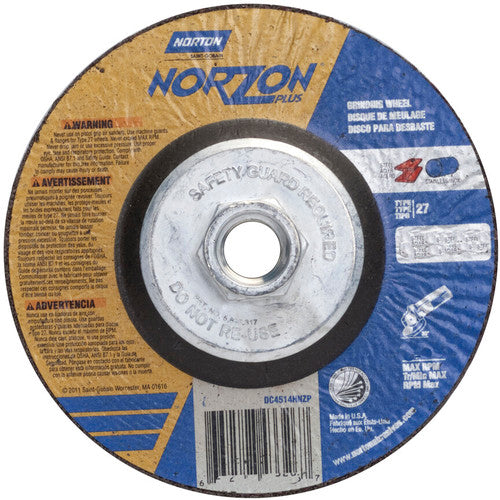 ‎6″ × 1/8″ × 5/8″-11 NorZon Plus Non-Woven Depressed Center Wheel Type 27 24 Grit - Caliber Tooling