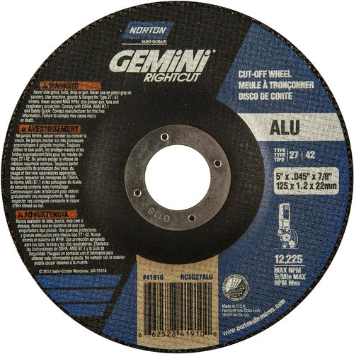 5″ × 0.045″ × 7/8″ Gemini Non-Woven Depressed Center Wheel Type 27 24 Grit - Caliber Tooling