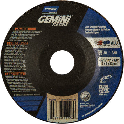 ‎4-1/2″ × 1/8″ × 7/8 ″ Gemini Non-Woven Depressed Center Wheel Type 29 36 Grit - Caliber Tooling