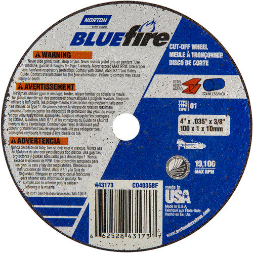 4 x .035 × 3/8″ BlueFire Small Diameter Cut-Off Wheel >3″ ZA 46 X Type 01/41 - Caliber Tooling