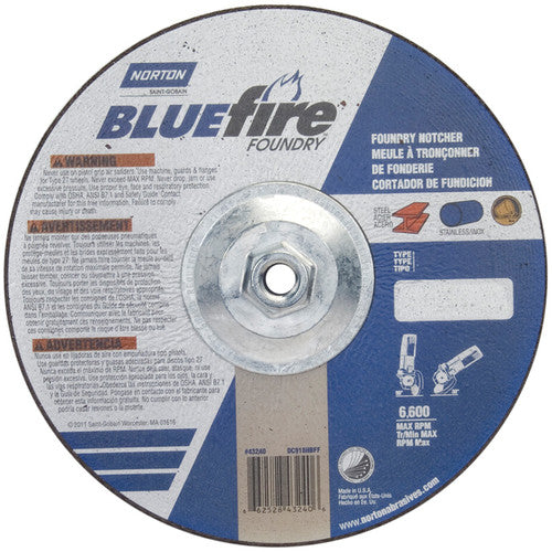 9″ × 1/8″ × 5/8″ BlueFire Non-Woven Depressed Center Wheel Type 27 Zirconia Alumina / Aluminum Oxide - Caliber Tooling