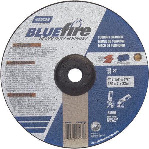 9″ × 1/4″ × 7/8″ BlueFire Non-Woven Depressed Center Wheel Type 27 Zirconia Alumina / Aluminum Oxide - Caliber Tooling