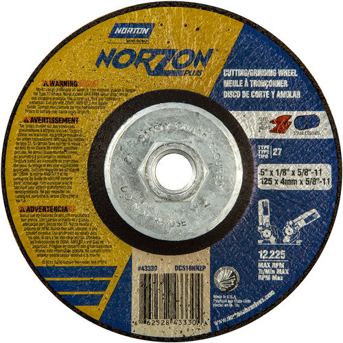 5″ × 1/8″ × 5/8″ NorZon Plus Non-Woven Depressed Center Wheel Type 27 - Caliber Tooling