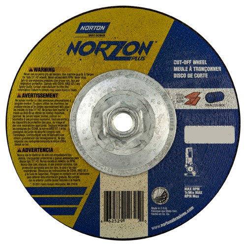 ‎7″ × 1/8″ × 5/8″-11 NorZon Plus Non-Woven Depressed Center Wheel Type 27 - Caliber Tooling