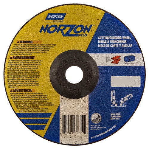 7″ × 1/8″ × 7/8″ NorZon Plus Non-Woven Depressed Center Wheel Type 27 - Caliber Tooling