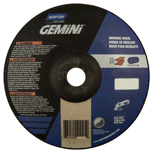 7″ × 1/4″ × 7/8″ Gemini Non-Woven Depressed Center Wheel Type 28 Saucer Aluminum Oxide - Caliber Tooling