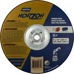 9″ × 1/4″ × 5/8″ NorZon Plus Non-Woven Depressed Center Wheel Type 27 - Caliber Tooling