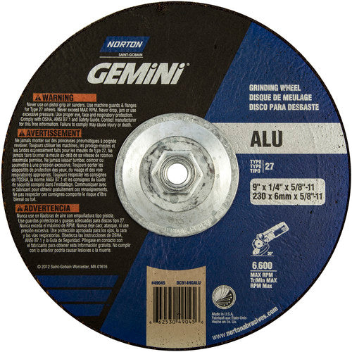 ‎9″ × 1/4″ × 5/8″-11 Gemini Non-Woven Depressed Center Wheel Type 27 24 Grit - Caliber Tooling