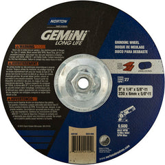 ‎9 × 1/4 × 5/8 - 11″ Gemini Long Life Grinding Wheel A 24 R Type 27 - Caliber Tooling