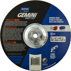 ‎9 × 1/4 × 5/8 - 11″ Gemini Fast Cut Grinding Wheel A 24 N Type 27 - Caliber Tooling