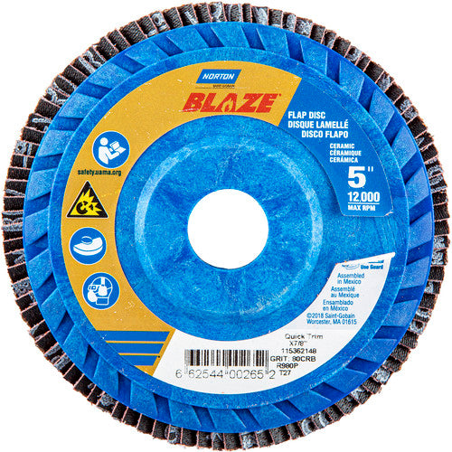 5″ × 1/4″ × 7/8″ SG Blaze R980P Flap Disc Type 27 Flat 80 Grit - Caliber Tooling