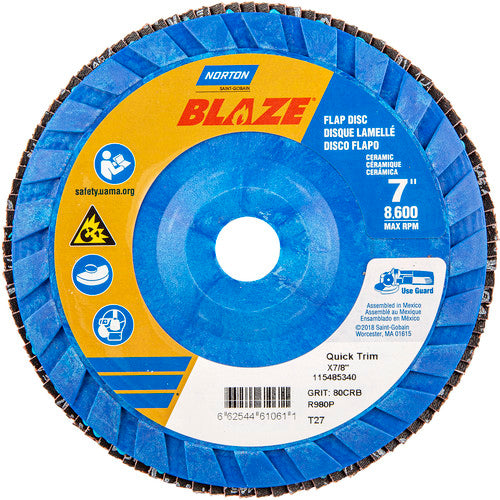 7″ × 1/4″ × 7/8″ SG Blaze R980P Flap Disc Type 27 Flat 80 Grit - Caliber Tooling