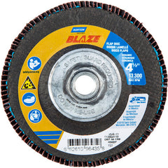 ‎4-1/2 × 5/8 - 11″ Blaze Fiberglass HD Flat Flap Disc Type 27 60 Grit R980P Premium Ceramic Alumina - Caliber Tooling