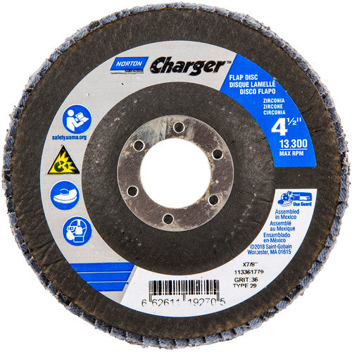 ‎4-1/2″ × 1/4″ × 7/8″ Charger R822 Flap Disc Type 29 Conical 36 Grit - Caliber Tooling