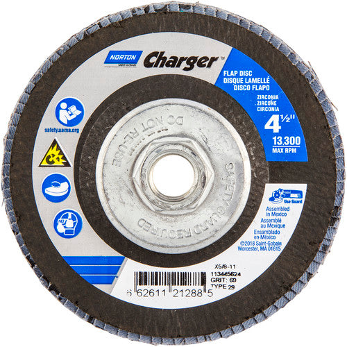 ‎4-1/2″ × 1/4″ × 5/8″ Charger R822 Flap Disc Type 29 Conical 60 Grit - Caliber Tooling