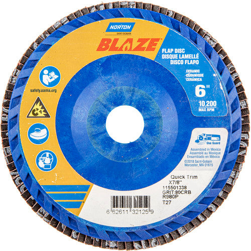 6″ × 7/8″ 40 Grit Type 27 Blaze Flap Disc - Caliber Tooling