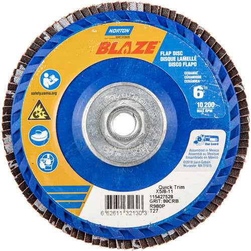 ‎6″ × 5/8″-11 80 Grit Type 27 Blaze Flap Disc - Caliber Tooling