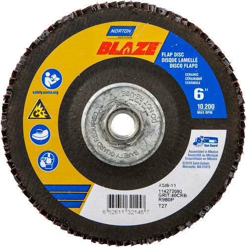 ‎6″ × 5/8″-11 40 Grit Type 27 Blaze Flap Disc - Caliber Tooling