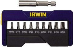 Irwin - 10 Piece, 1/4" Drive Screwdriver Insert Bit Set - 0.05 to 1/4" Hex, 1.27 to 10mm Hex, T10 to T40 Torx - Caliber Tooling