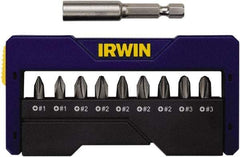 Irwin - 10 Piece, 1/4" Drive Screwdriver Insert Bit Set - #1 to #3 Phillips, 0.05 to 1/4" Hex, 1.27 to 10mm Hex - Caliber Tooling