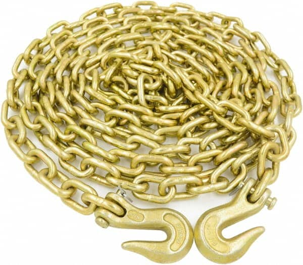 Value Collection - 3/8" Welded Tie Down Chain - 6,600 Lb Capacity, Grade 70, Yellow Chromate Zinc Finish - Caliber Tooling