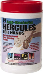 Hercules - Pre-Moistened Hand Cleaning Wipes - Canister, 12" x 10" Sheet Size, White - Caliber Tooling