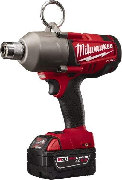 Milwaukee Tool - 7/16" Drive 18 Volt Pistol Grip Cordless Impact Wrench & Ratchet - 1,700 RPM, 0 to 2,300 BPM, 500 Ft/Lb Torque, 2 Lithium-Ion Batteries Included - Caliber Tooling