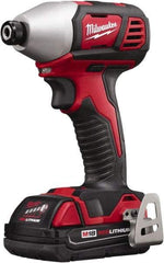 Milwaukee Tool - 18 Volt, 1/4" Drive, 125 Ft/Lb Torque, Cordless Impact Driver - Pistol Grip Handle, 2750 RPM, 2 Lithium-Ion Batteries Included - Caliber Tooling