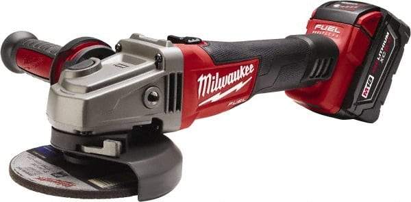 Milwaukee Tool - 4-1/2 & 5" Wheel Diam, 8,500 RPM, Cordless Angle & Disc Grinder - 5/8-11 Spindle, 18 Volts - Caliber Tooling