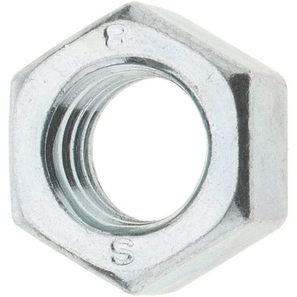 Value Collection - M8x1.25 Metric Coarse Steel Right Hand Hex Nut - 12mm Across Flats, 6.5mm High, Zinc-Plated Finish - Caliber Tooling