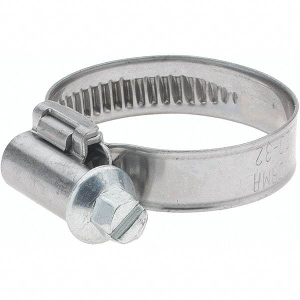 Value Collection - 20 to 32mm Diam, Stainless Steel Worm Drive Clamp - 9mm Wide - Caliber Tooling