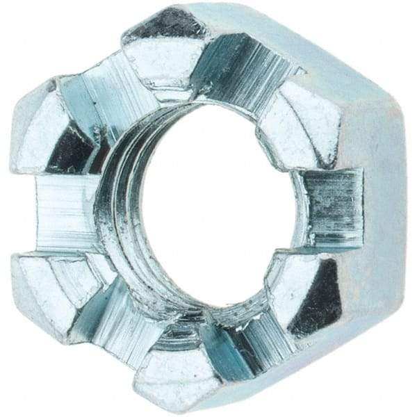 Value Collection - 1/2-13 UNC Grade 2 Steel Slotted Locknut - 3/4" Width Across Flats, 7/16" High, Zinc-Plated Finish - Caliber Tooling