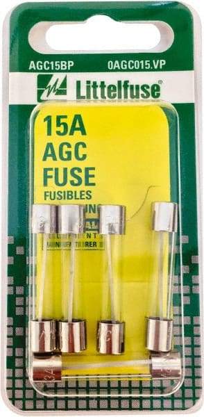 Value Collection - 32V AC/DC, 15 Amp, Fast-Acting Miniature Glass/Ceramic Fuse - 1-1/4" OAL, 1/4" Diam - Caliber Tooling