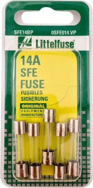 Value Collection - 32V AC/DC, 14 Amp, Fast-Acting Miniature Glass/Ceramic Fuse - 1-1/16" OAL, 1/4" Diam - Caliber Tooling