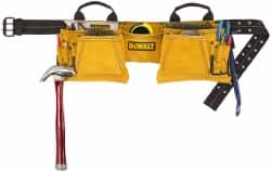 DeWALT - 29 to 46" Waist Apron - 12 Pocket, Yellow, Leather - Caliber Tooling