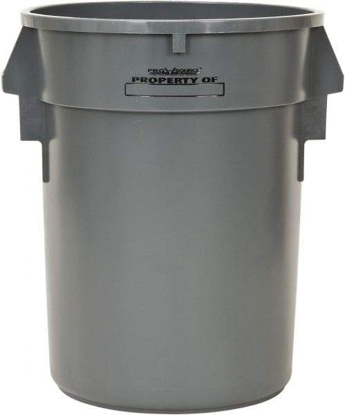 PRO-SOURCE - 32 Gal Round Trash Can - 31-3/4 Inch High, Gray, Polyethylene, Vented Rib Style, USDA Approved - Caliber Tooling