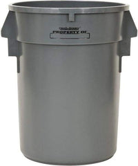 PRO-SOURCE - 32 Gal Round Trash Can - 31-3/4 Inch High, Gray, Polyethylene, Vented Rib Style, USDA Approved - Caliber Tooling