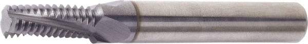 Vargus - 1/2-14 NPT, 0.496" Cutting Diam, 4 Flute, Solid Carbide Helical Flute Thread Mill - Internal/External Thread, 0.929" LOC, 3-1/2" OAL, 3-1/2" Shank Diam - Caliber Tooling