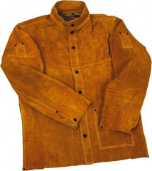 PRO-SAFE - Size L Flame Resistant/Retardant Jacket - Gold, Leather, Snaps Closure, 42 to 44" Chest - Caliber Tooling