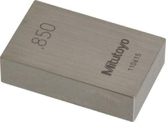 Mitutoyo - 0.85" Rectangular Steel Gage Block - Accuracy Grade 0, Includes Certificate of Inspection - Caliber Tooling