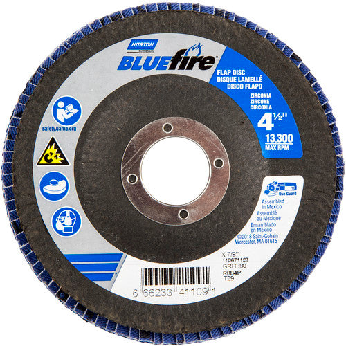 ‎4-1/2″ × 7/8″ 80 Grit Type 29 BlueFire Flap Disc - Caliber Tooling