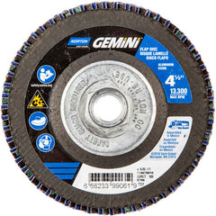 ‎4-1/2 × 5/8 - 11″ Gemini Fiberglass HD Flat Flap Disc Type 27 P80 Grit R766 Zirconia Alumina - Caliber Tooling