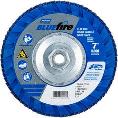 ‎7 × 5/8 - 11″ BlueFire Plastic Flat Flap Disc Type 27 P36 Grit R884P Zirconia Alumina - Caliber Tooling