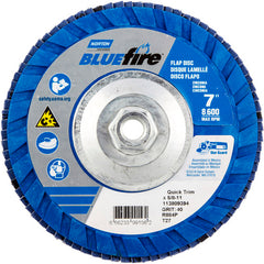 ‎7 × 5/8 - 11″ BlueFire Plastic Flat Flap Disc Type 27 P40 Grit R884P Zirconia Alumina - Caliber Tooling