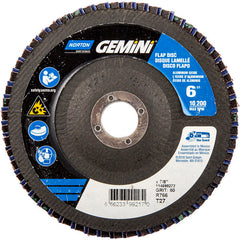 6 × 7/8″ Gemini Fiberglass HD Flat Flap Disc Type 27 P60 Grit R766 Zirconia Alumina - Caliber Tooling