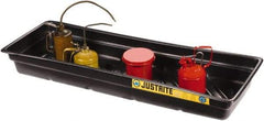 Justrite - 12 Gallon Capacity, 16 Inch Long x 46 Inch Wide, Polyurethane Spill Tray - 16 Inch Diameter, 5-1/2 Inch High, Black - Caliber Tooling