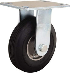 Hamilton - 6" Diam x 2" Wide, Rubber Rigid Caster - 300 Lb Capacity, Top Plate Mount, 4-1/2" x 6-1/4" Plate, Straight Roller Bearing - Caliber Tooling