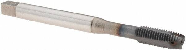 Emuge - 1/4-28 UNF, 3 Flute, TiCN Finish, Cobalt Spiral Point Tap - Plug Chamfer, Right Hand Thread, 3.15" OAL, 0.669" Thread Length, 0.255" Shank Diam, 2B Class of Fit, Series Rekord B - Exact Industrial Supply