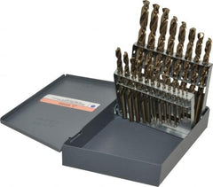 Hertel - 1/16 to 3/8", 135° Point, Bright Finish, Cobalt Jobber Length Drill Bit Set - Caliber Tooling