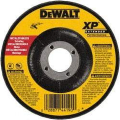 DeWALT - 24 Grit, 7" Wheel Diam, 1/4" Wheel Thickness, 7/8" Arbor Hole, Type 27 Depressed Center Wheel - Zirconia Alumina, Resinoid Bond, 8,700 Max RPM, Compatible with Angle Grinder - Caliber Tooling